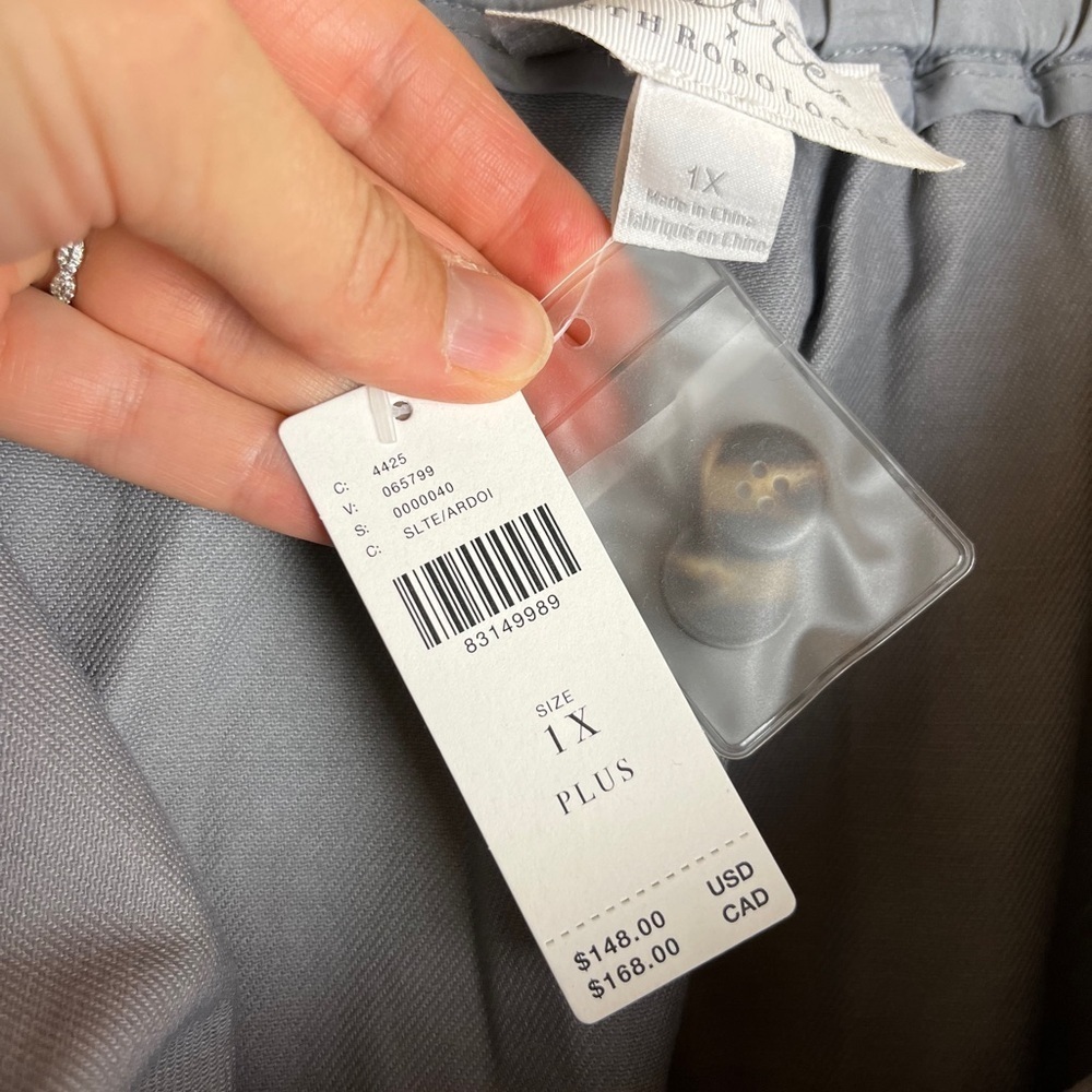 NWT Mare Mare Anthropologie Skirt Plus 1X Gray Cotton Button Front Utility Midi - Picture 3 of 12